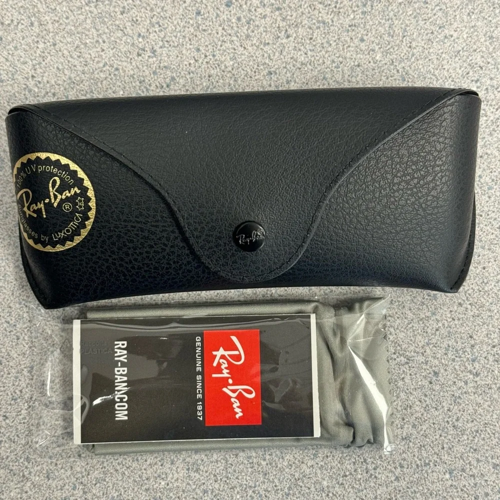Ray Ban Black Leather Sunglass & Eyeglass Case & Cleaning Cloth